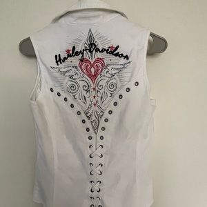 Harley Davidson Lace Back Zippered Vest NWT